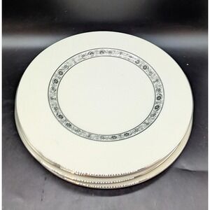 Set/4 Vintage Pickard Barcelona 1969 Dinner Plate 10.5" Black Trim
